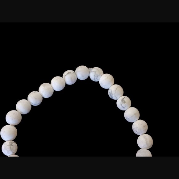 925 Sterling Silver Coin Initial L Howlite Stretch Bracelet Size Small-Medium - Picture 9 of 10